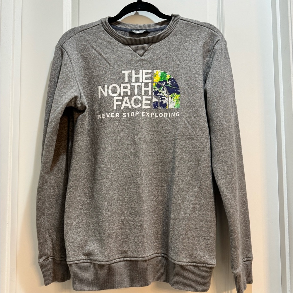 North Face Sweatshirt Gray Youth Junior XL Logo Armpit To Armpit 21” Length 27”